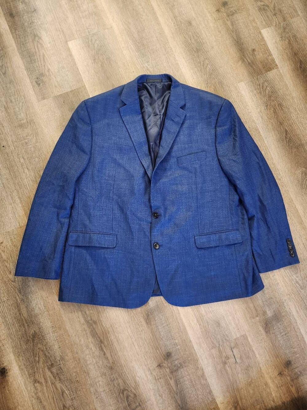 Chaps Linen Rayon Poly Blend Blue Men's 50R Single Vent 2 button Pockets